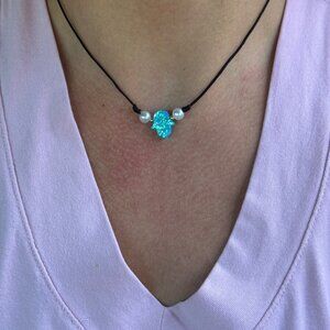 Blue Hamsa adjustable necklace